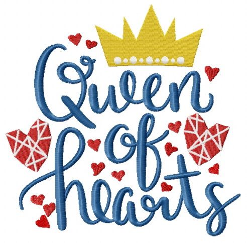 Queen of hearts machine embroidery design