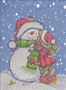 My loving snowman embroidery design
