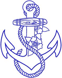 Anchor one colored embroidery design