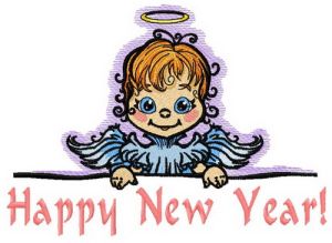 Angel with poster 4 embroidery design