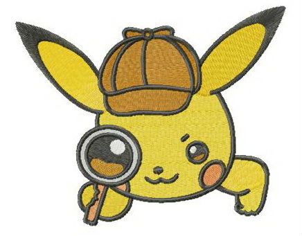 Pikachu Holmes machine embroidery design