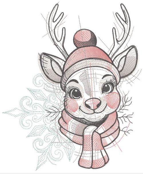 Rudolf Christmas sketch embroidery design