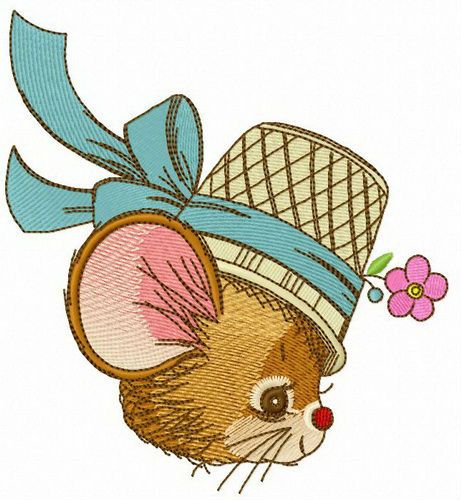 Lady mouse machine embroidery design