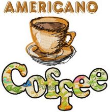 Americano coffee embroidery design