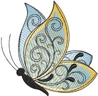 Blue yellow butterfly free embroidery design
