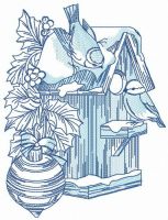 Winter birdhouse embroidery design