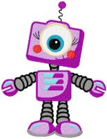 Violet robot embroidery design