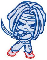 Chibi Michonne embroidery design