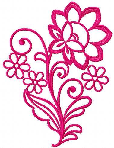 pink rose one color free embroidery design