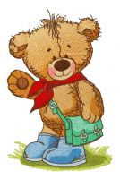 Teddy bear goes to school embroidery design