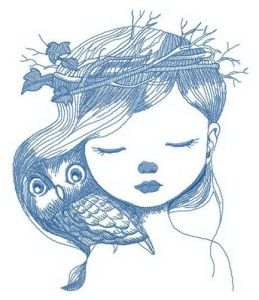 Hiding owl embroidery design