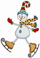 Snowman skating 2 embroidery design