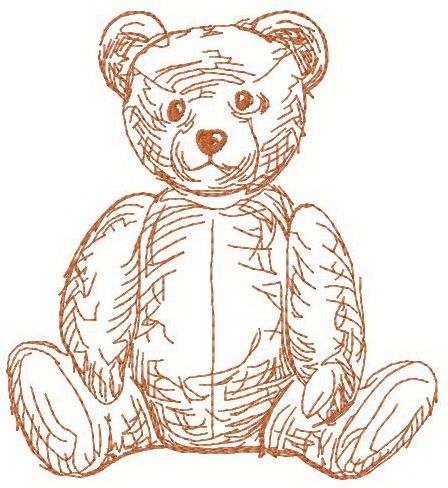 Old teddy toy 3 machine embroidery design