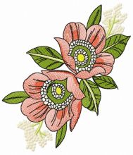 Dog-rose flowers embroidery design