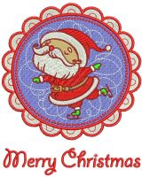 Santa skating badge embroidery design