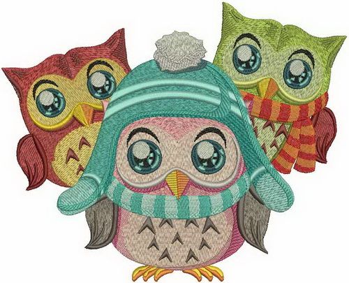 Owl's team machine embroidery design