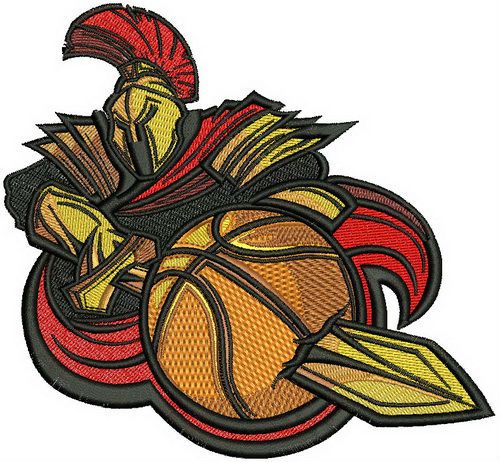 Spartan basketball mascot machine embroidery design