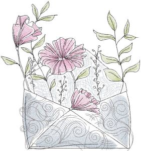 Letter with memories of summer embroidery design