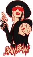 Lady gun embroidery design