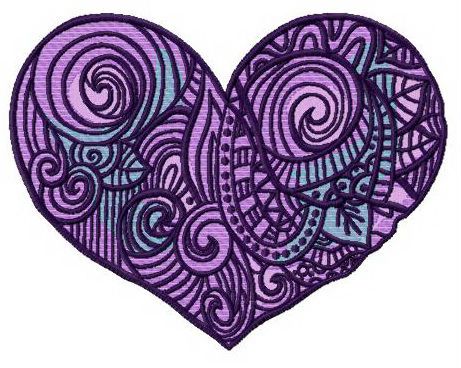 Purple heart machine embroidery design