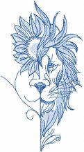 Blue lion sketch embroidery design