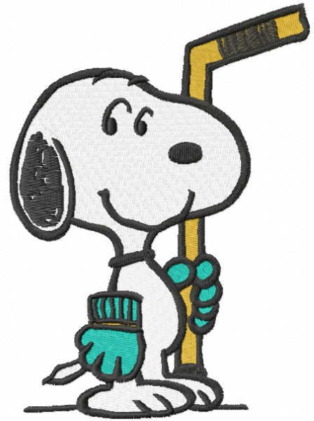 Snoopy hockey embroidery design