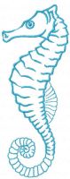 Desenho de bordado grátis de cavalo marinho azul 2