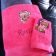 Pink towels with embroidered Frozen sisters
