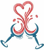 Two glasses of wine embroidery design