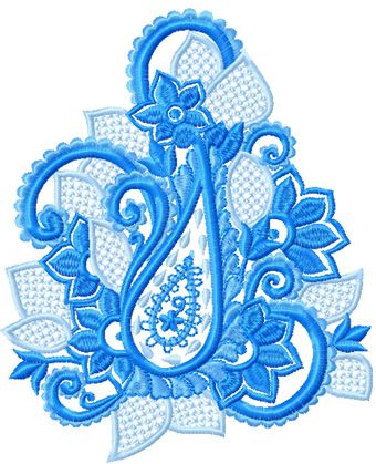 Blue Flower Lace machine embroidery design