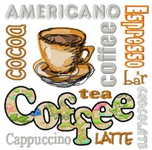 Different coffee embroidery design