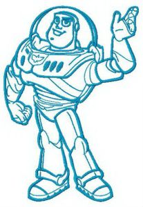 Buzz Lightyear waving hand embroidery design