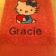 Hello Kitty with Heart design on towel embroidered