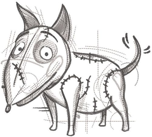 Frankenweenie sketch embroidery design