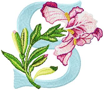 Iris Letter S machine embroidery design