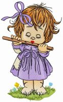 Flute entrancing sounds embroidery design