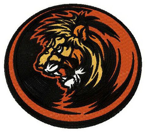 Lion badge machine embroidery design