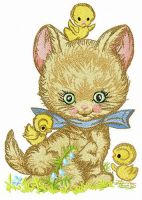 Making friends with chickens embroidery design