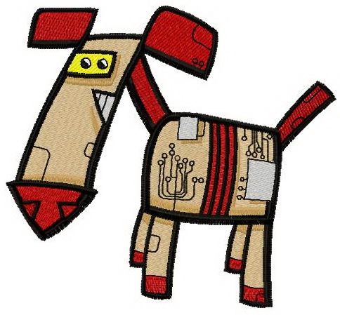 Robot-dog machine embroidery design