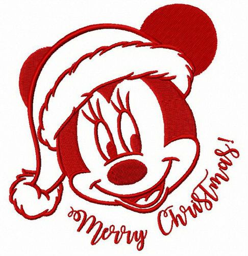 Adorable Minnie Merry Christmas machine embroidery design