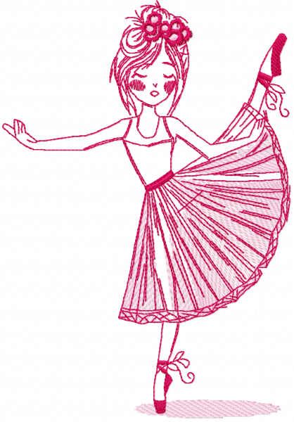 Ballerina pink embroidery design