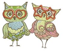 Glamorous owl party embroidery design