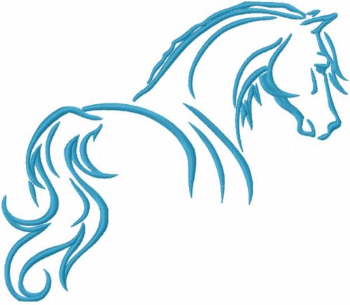 Tribal blue horse free embroidery design