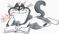Cat like read book free machine embroidery design