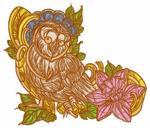 Coquet owl machine embroidery design