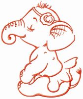 Elephant before perfomance embroidery design