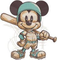 Mickey Mouse Baseball sketch embroidery design