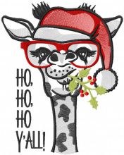 Christmas Giraffe ho ho ho yall embroidery design