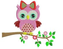 Spring baby owl embroidery design