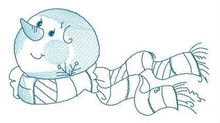 Snowman with knitted scarf machine embroidery design